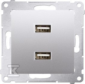 ŁADOWARKA 2XUSB 2.1A, 5V SREBRNY SIMON5