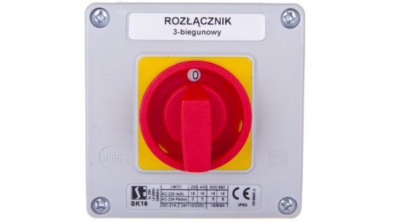 Łącznik krzywkowy 0-1 3P 16A w obudowie SK16-2.8211OB11ZC