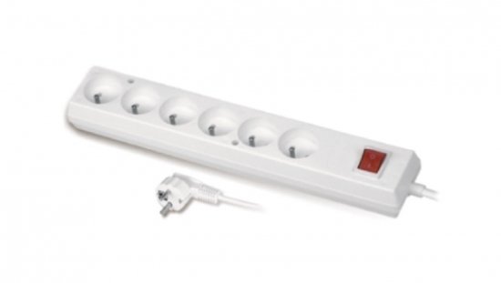 Przedłużacz z wyłącznikiem 6-gniazd z/u 10A 5m /OMY 3x1/ biały PS-670WS T-106220