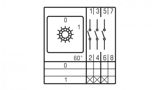 Łącznik krzywkowy 0-1 25A 3P w obudowie IP65 / LW25 0-1 3P OB