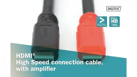 Kabel HDMI ze wzmacniaczem Highspeed 1.3 GOLD Typ A M/M AK-330105-150-S 15m