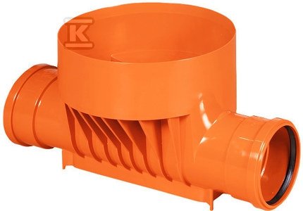 Kineta PP 315x110 dopływ 180st. typ1 przelotowa, do rury wznoszącej korugowanej 315mm oraz rury wlotowej gładkiej 110mm, z uszczelką