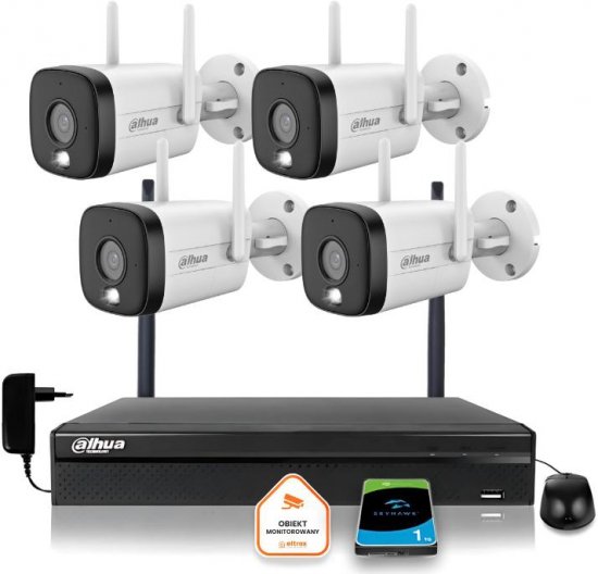 Zestaw monitoringu IP Dahua 4 Kamery WI-FI 3MPx aktywne odtraszanie LED IR do 30m