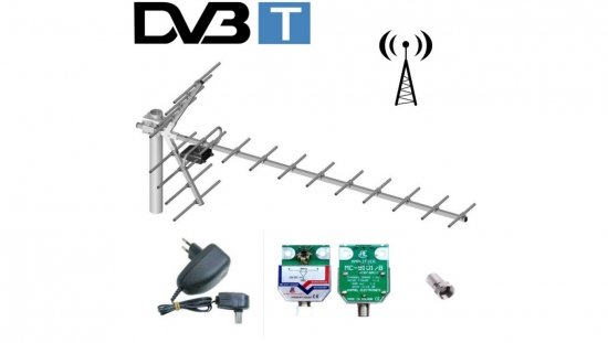 Antena DVB-T kierunkowa 19-elementowa YAGA   wzmacniacz LIBOX LB019W