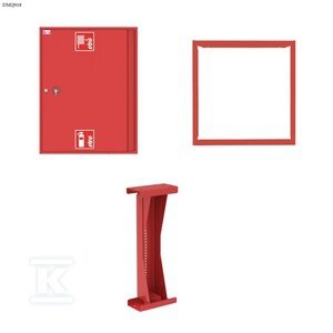 Hydrant wewnętrzny DN25, HW-25N-KP-30 SLIM 165, z miejscem na gaśnicę, natynkowy, wąż półsztywny 30m, 780x1010x165, k.czerwony, z ramką i podporą_ZESTAW DMQ918