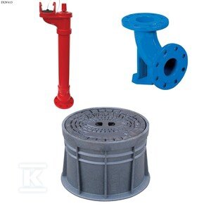Hydrant podziemny HP6 DN80 H1250, PN10, GJL, pojedyncze zamknięcie, kolumna stalowa + kolano stopowe N DN80, GJS + skrzynka PEHD ZESTAW DLW413