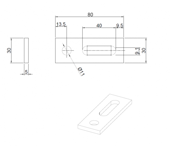 Adapter montażowy 80*30*5*11mm