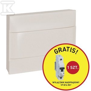 Rozdzielnica natynkowa PRACTIBOX S 1x12 z drzwiami białymi - promocja B16 gratis