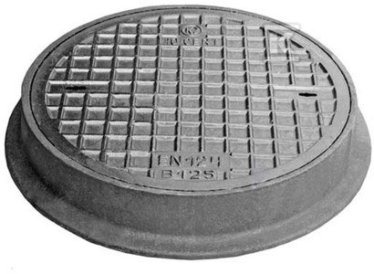 Właz żeliwny okrągły BO600 H45, KL.B125 (12.5T), malowany