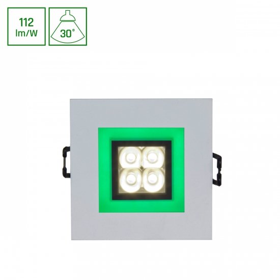 FIALE 4LED 4x1W 30st 230V SQUARE Z RAMKĄ ZIELONĄ WW OCZKA LEDOWE