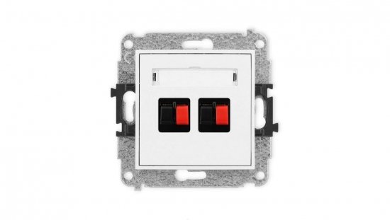 MINI Mechanizm gniazda głośnikowego podwójnego biały mat 25MGG-2
