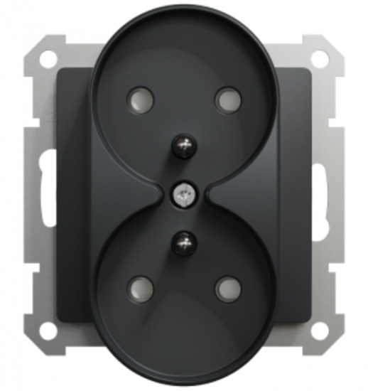 Schneider Electric, Sedna Design, Gniazdo 2x2P+PE z przesł do systemu ramkowego (do ramek Sedna Design), czarny antr., SDD114275