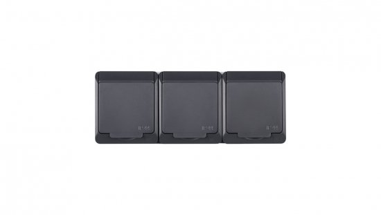Hermes Gniazdo hermetyczne potrójne z/u Schuko antracyt 16A IP44 0326-07