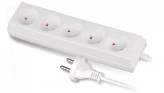 Przedłużacz 5-gniazd b/u 10A 5m /OMY 2x1/ biały PS-560