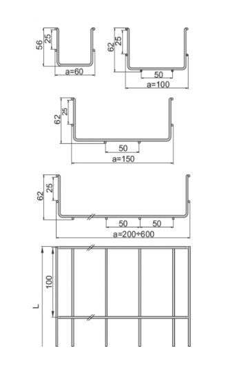 Korytko siatkowe 500x60mm KDS/KDSO500H60/3 970150 /3m/
