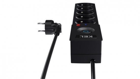 Przedłużacz przeciwprzepięciowy professional 5 gniazd 1,5m 10A 230V 2300W czarny W-100037