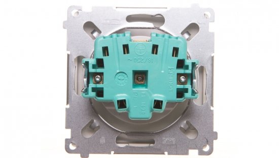 Simon Basic Gniazdo wtyczkowe z uziemieniem z przesłonami torów 16A 250V srebrny mat BMGZ1z.01/43