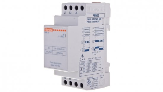 Przekaźnik nadzorczy napięcia, kolejność i zanik fazy 208-575V AC PMV20A575