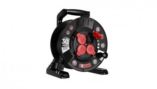 Przedłużacz bębnowy EXTREME LINE 4 gniazda z/u IP44 16A H05RR-F 3x2,5 30m czarny W-100029