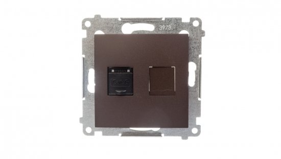 Simon 54 Gniazdo komputerowe pojedyncze RJ45 kat6 z przesłoną brąz mat D61.01/46