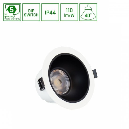 ORBITO DOWNLIGHT 6-20W WW 230V 40st IP44 Ra90 UGR&lt;19 139X85MM BIAŁY/CZAR.MAT okr. regulacja mocy 5 l