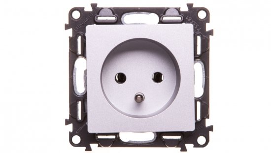VALENA LIFE Gniazdo pojedyncze z/u 2P Z aluminium 753381