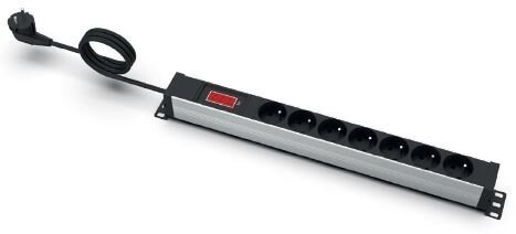 Listwa zasilająca EmiterNet 19  7-gn.z bolcem, amperomierz, kabel 3mb wtyk uni-schuko