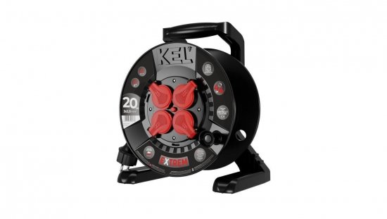 Przedłużacz bębnowy EXTREME LINE 4 gniazda z/u IP44 16A H07BQ-F 3x2,5 20m czarny W-100084