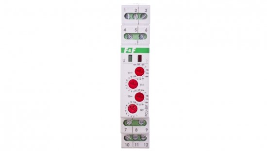Przekaźnik czasowy 2P 8A 0,1sek-576h (praca/przerwa) 24V AC/DC 2-funkcyjny PCU-507-24V
