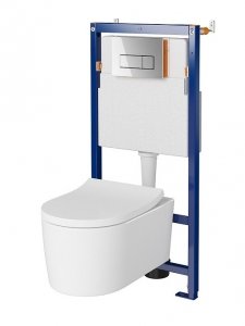 Cersanit SET B648 Tech Line OPTI, Miska Zawieszana Inverto , Deska , Przycisk OPTI B1 Chrom błyszczący S701-672