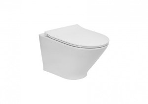 Roca Gap Miska WC podwieszana Rimless Round Compacto z deską wolnoopadającą SLIM (zestaw) A34H0N3000