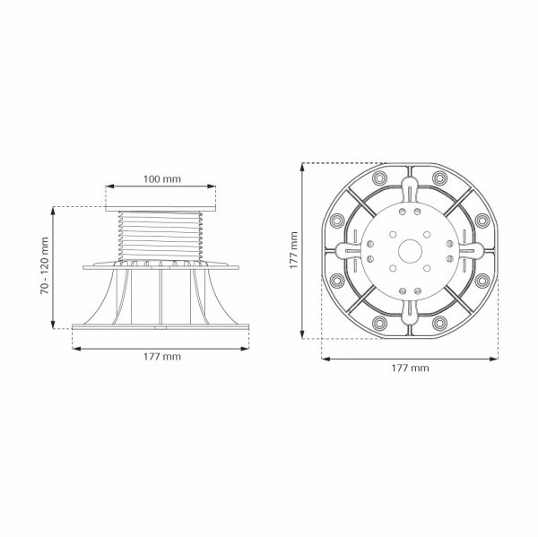 Regulowany wspornik tarasowy standard i dystans 70-120mm