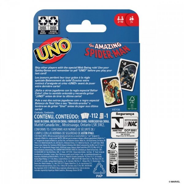 Mattel Gra UNO Spiderman
