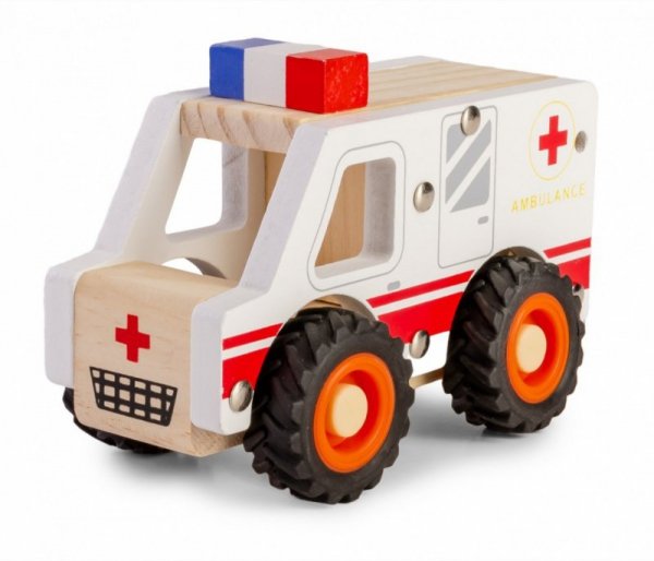 Daffi Drewniane auto z oponami Ambulans
