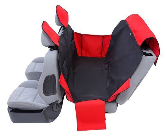 Kardiff Activ Mata samochodowa na tylne fotele z zamkiem i bokami L czarno-czerwona