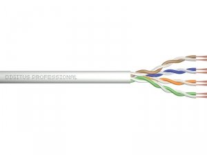 Digitus Kabel teleinformatyczny, instalacyjny, F/UTP kat.5e 4x2xAWG24/1, drut, miedziany, PVC, 100m, szary 