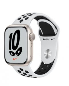 Apple Watch Nike Series 7 GPS, 41mm Koperta z aluminium w kolorze księżycowej poświaty z paskiem sportowym Nike w kolorze czysta