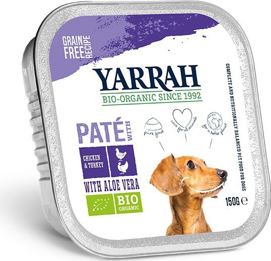 Pasztet z kurczaka, wołowiny i indyka z aloesem bio 150 g (dla psa) - Yarrah