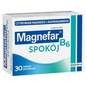 Magnefar B6 Spokój Magnez + Ashwagandha 30 Tabletek Powlekanych