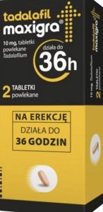 Tadalafil Maxigra 10 mg 2 tabletki powlekane DZIAŁA DO 36 GODZIN