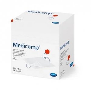 Medicomp, 4-warstwowe, 10 cm x 10 cm, 2 x 25 sztuk, jałowe