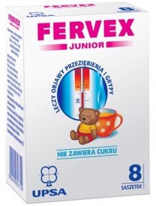 Fervex Junior, 280 mg + 100 mg + 10 mg, granulat do sporządzania roztworu doustnego, 8 saszetek