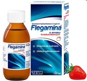Flegamina Junior 2 mg/5 ml, syrop o smaku truskawkowym, 120 ml