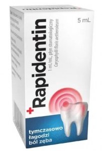 Rapidentin 1 mL/mL, płyn stomatologiczny na ból zęba, 5 ml