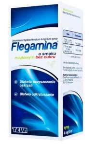 Flegamina o smaku miętowym bez cukru, syrop 4 mg/5 ml, 200 ml