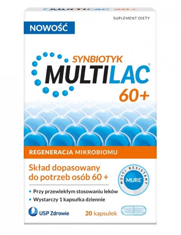 Multilac 60+, synbiotyk, 20 kapsułek