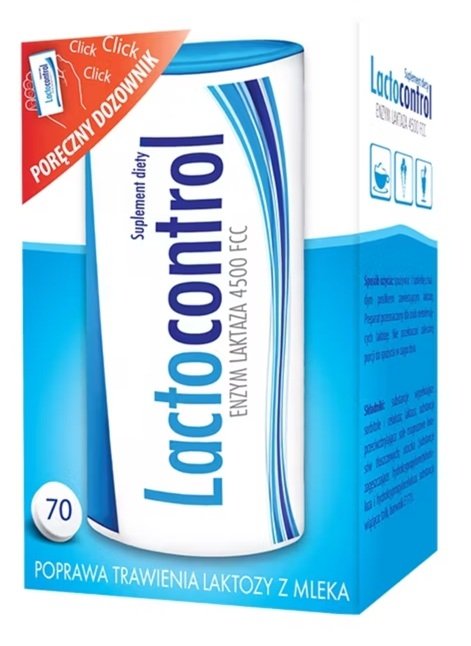 Lactocontrol, laktaza, przy nietolerancji laktozy, 70 tabletek powlekanych
