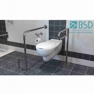 Uchwyt WC dla Niepełnosprawnych mocowany do podł-ścia lewy 80cm fi25