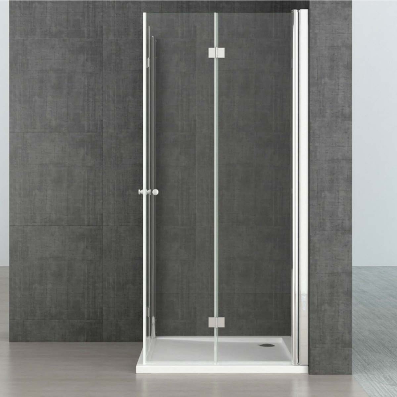 Kabina prysznicowa dla osób Niepełnosprawnych 80x80 cm narożna z drzwiami łamanymi składanymi na ścianę,
