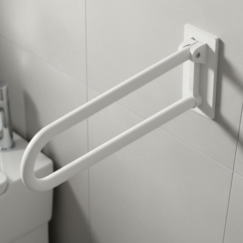 Uchwyt Uchylny dla Niepełnosprawnych 85cm biały fi32+MASKOWNICE